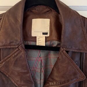 LEVIS Brown Leather cropped Jacket XS